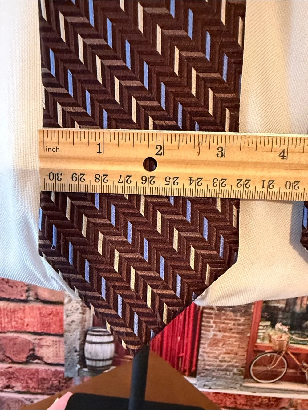 Michael Kors Brown and Blue Patterned Men's Tie
